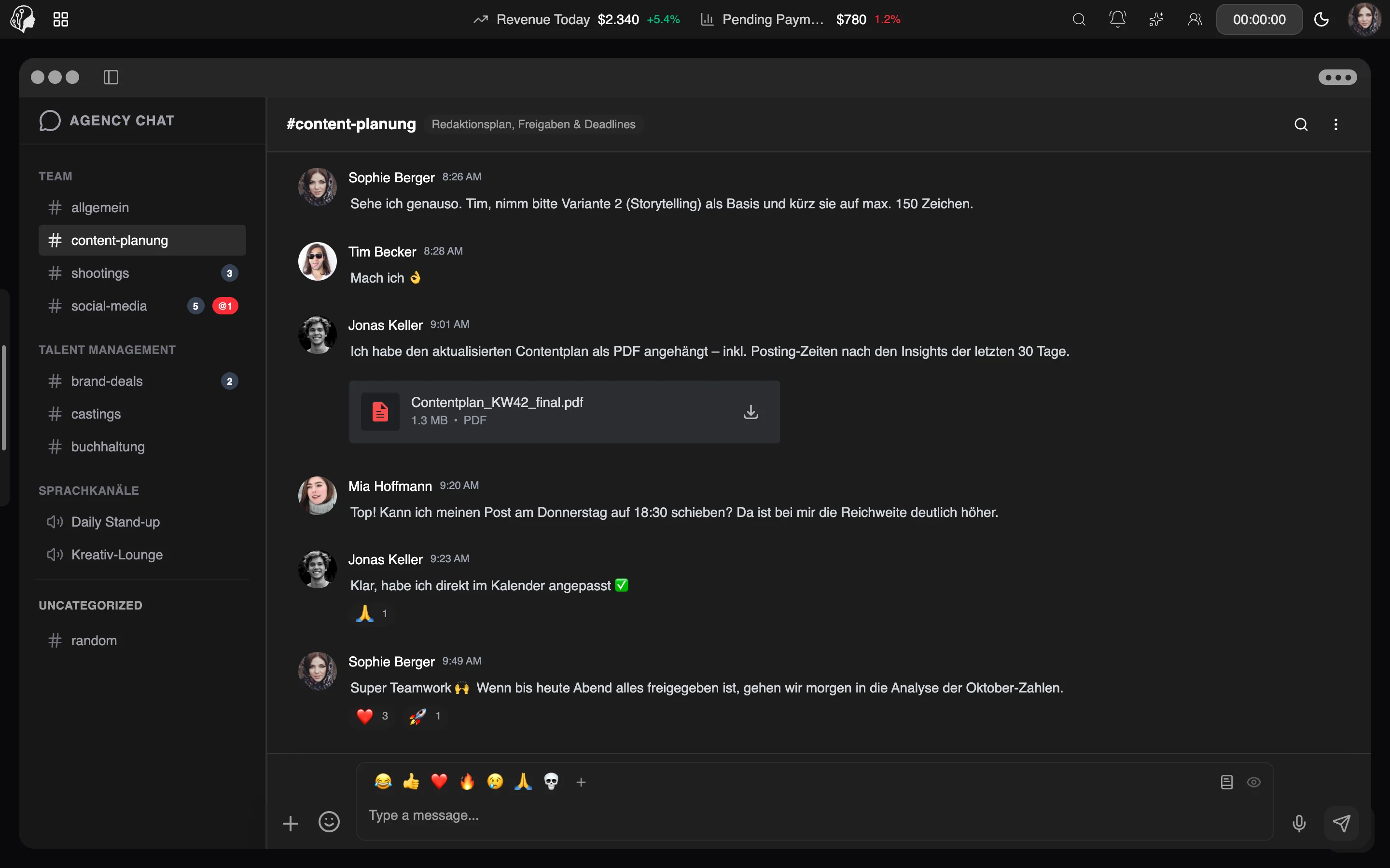 ModelSuite Agency Chat