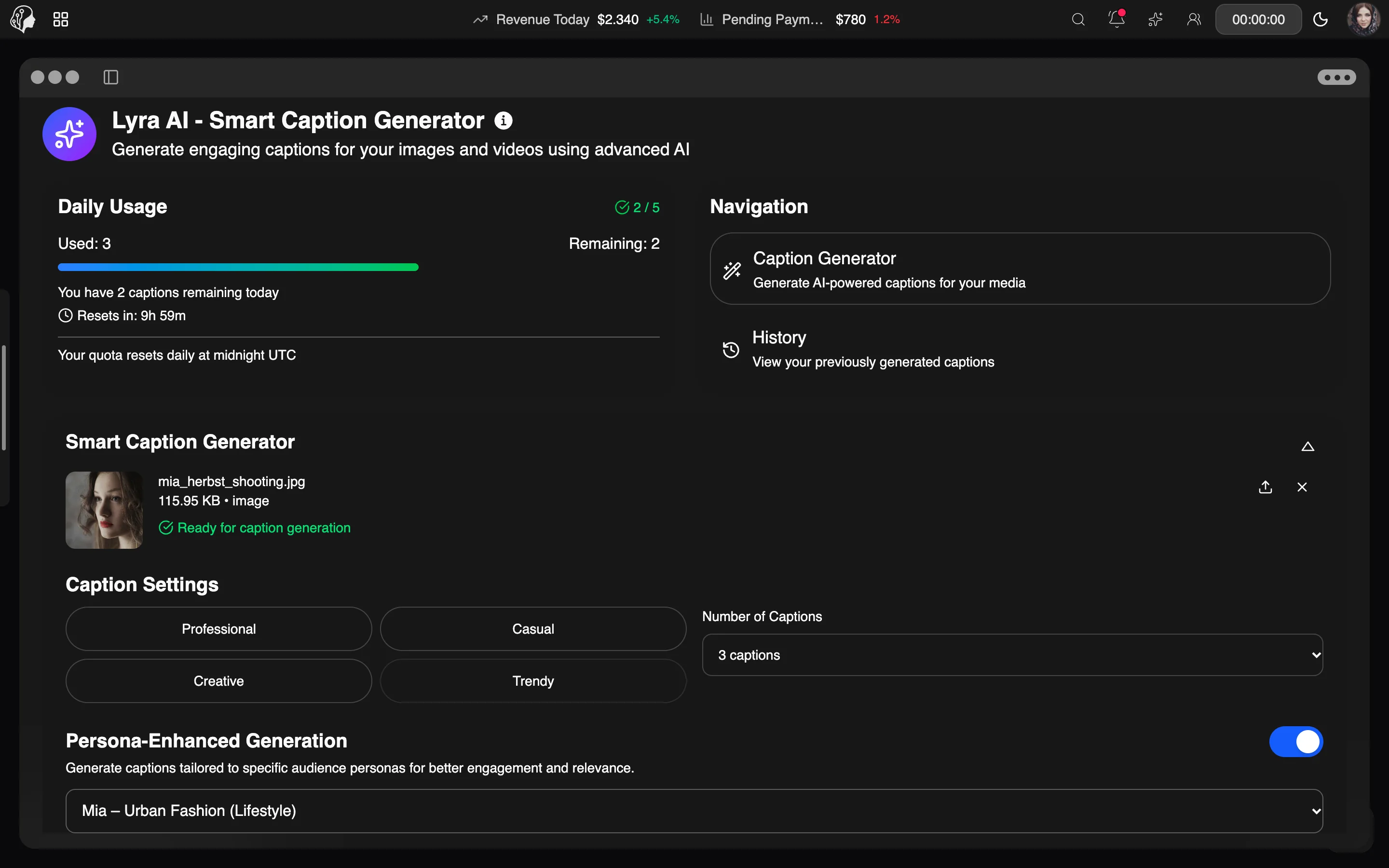 ModelSuite Lyra AI Captions – weitere Ansicht