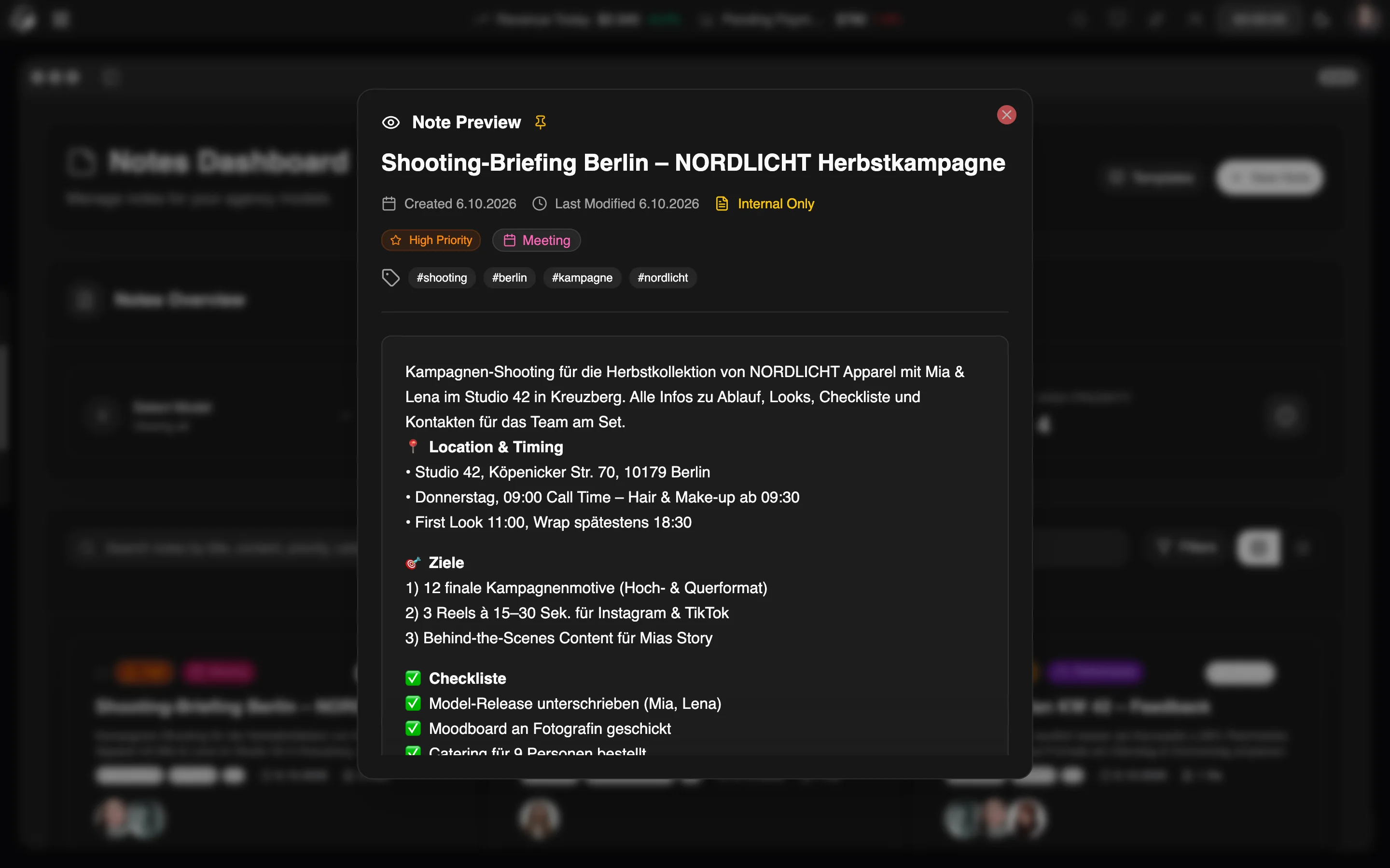ModelSuite Notizen & Editor – weitere Ansicht
