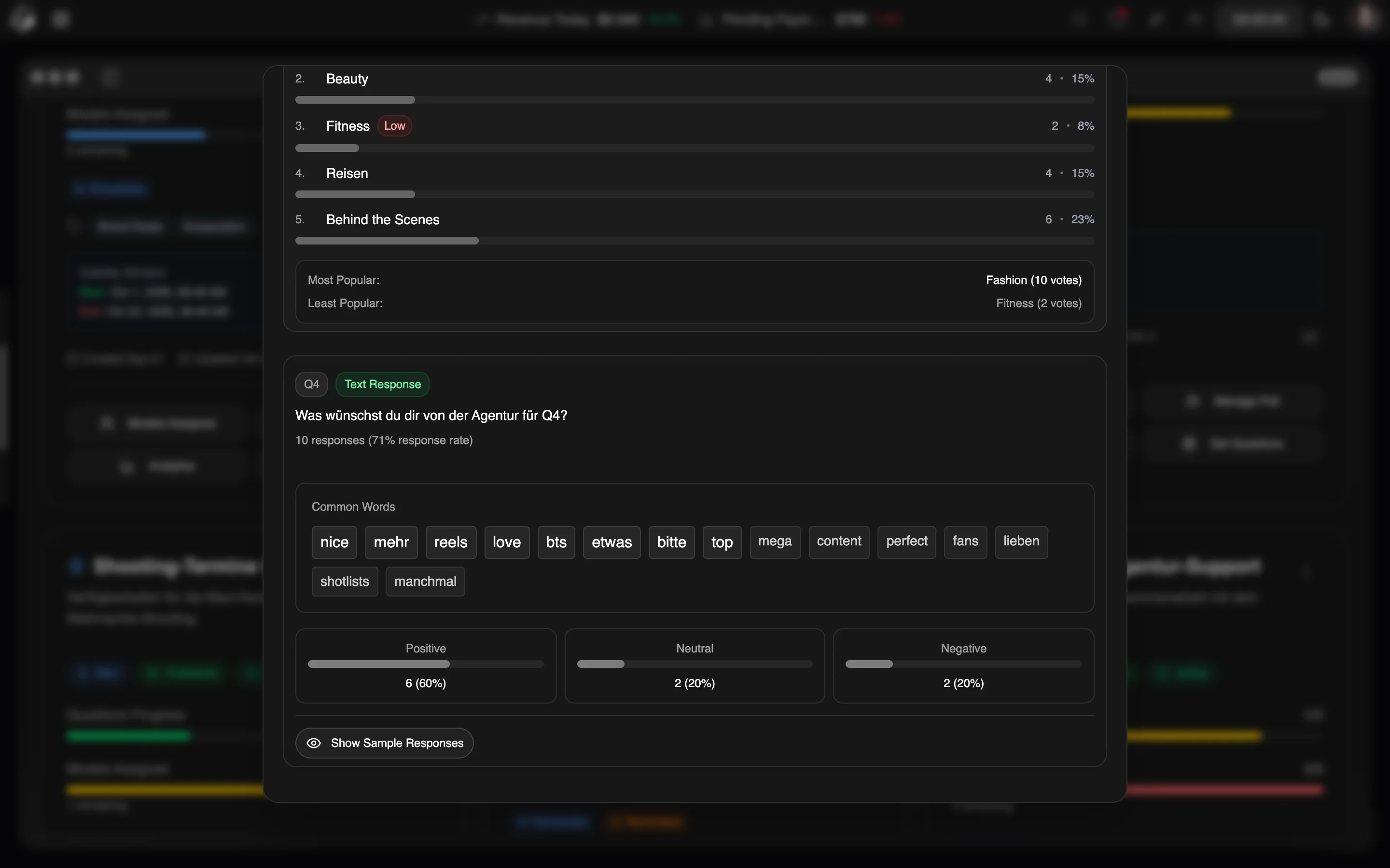 ModelSuite Umfragen – weitere Ansicht