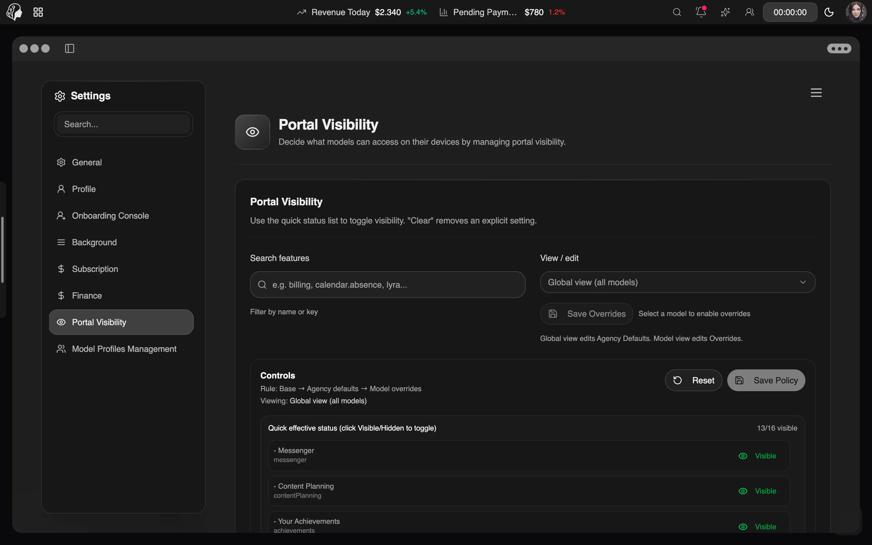 ModelSuite Portal-Steuerung