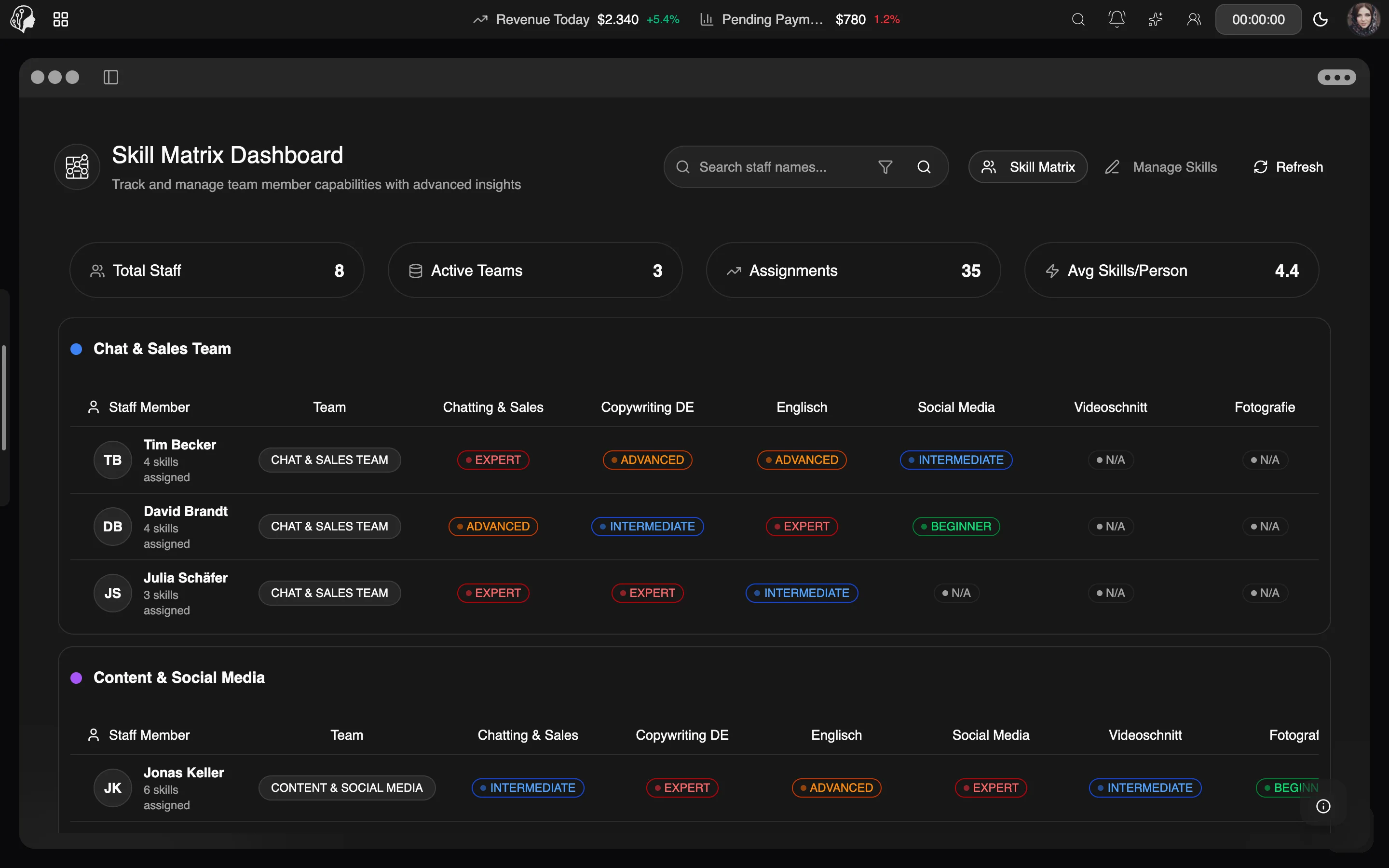 ModelSuite Skill-Matrix