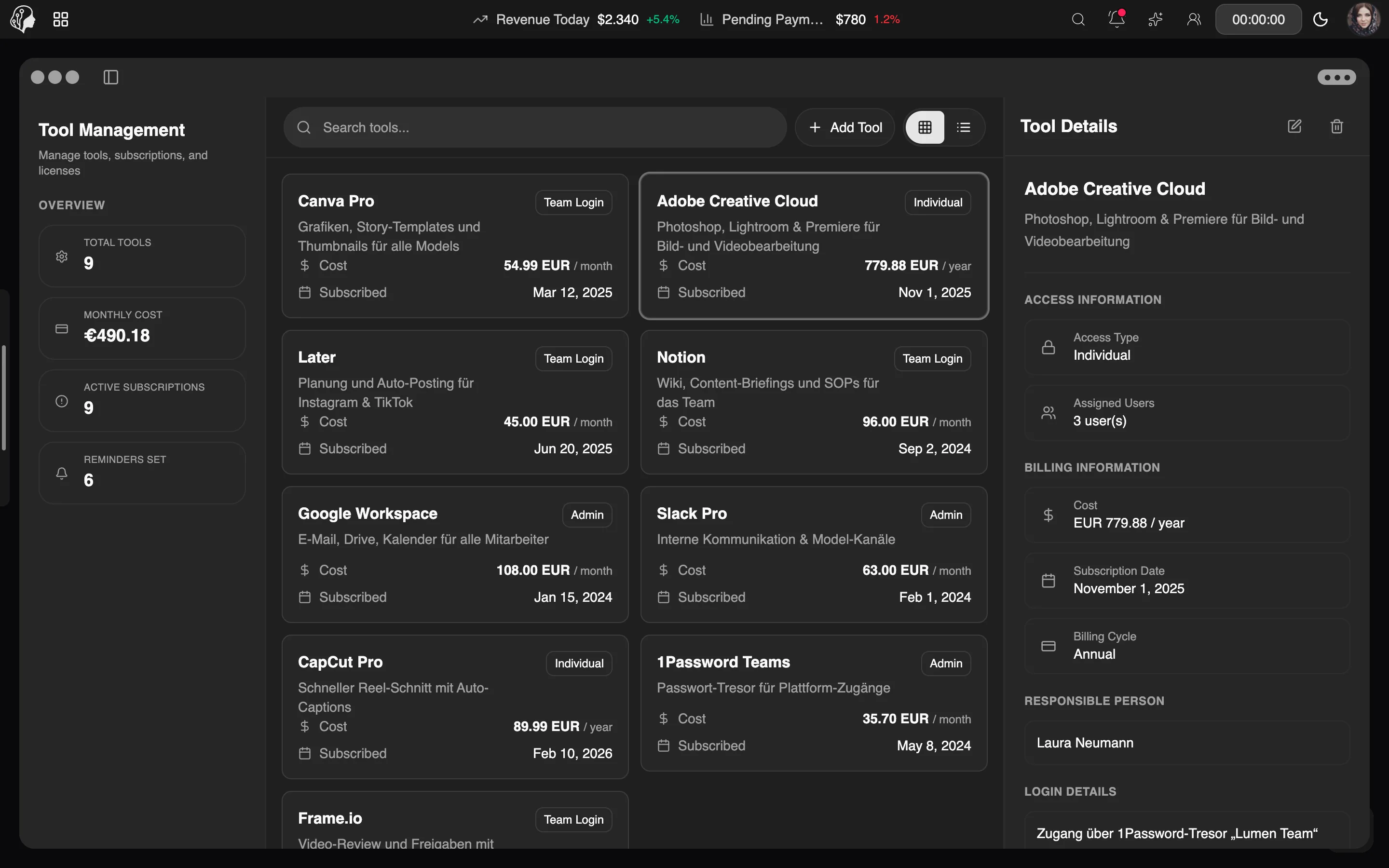ModelSuite Tool-Verwaltung